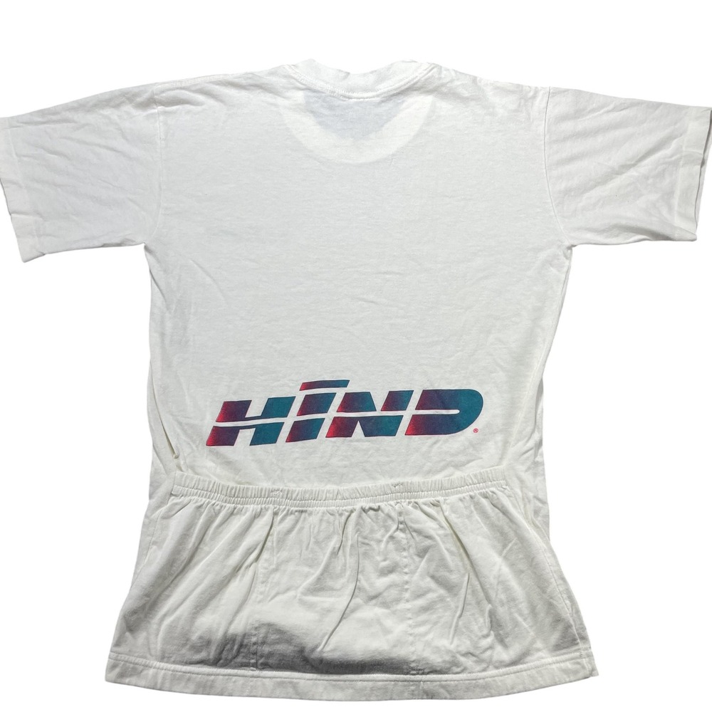 Vintage Hind Shirt Mens Medium White Cycling Jersey Back Pocket Graphic Tee